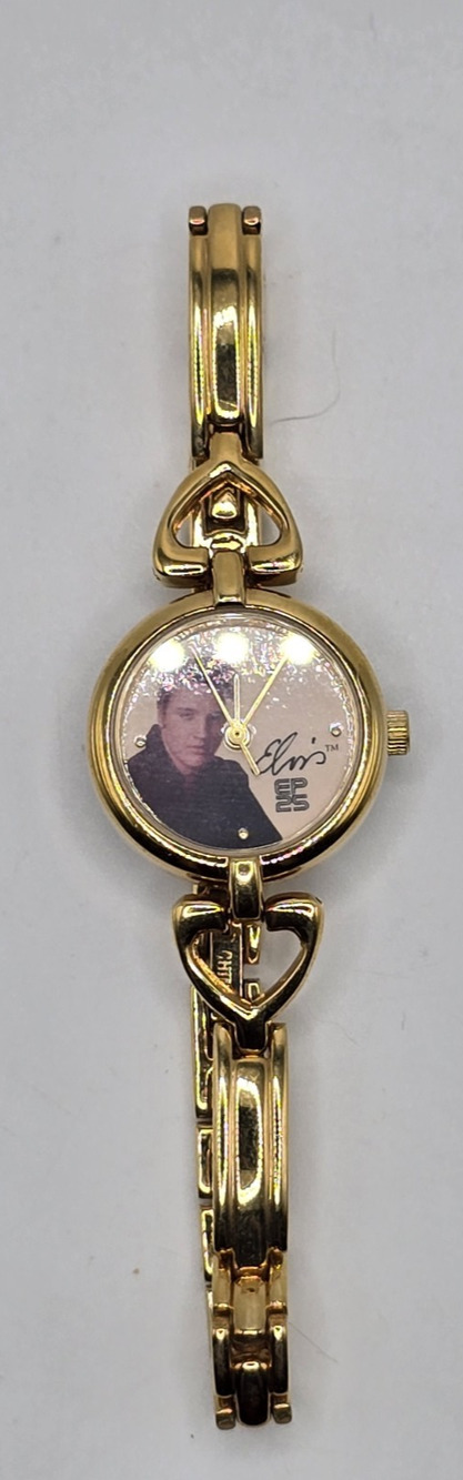 Vtg Valdawn Elvis Presley Watch Women 23mm Gold/Silver Tone EP25 Needs Battery